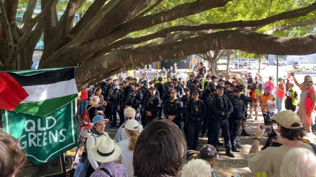 Red flags and “the six-word phrase”: Queensland protest arrests are part of an Australian history of crushing dissent